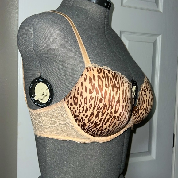 Victories Secret Lined Demi Bra Leopard Print with Lace Size 32DDD (F) Nuetrals - Picture 5 of 9